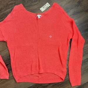 American Eagle Bright Coral Slouch Knit Sweater